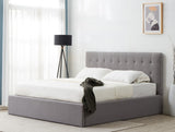 Safavieh Rosita Low Profile Tufted Queen Bed XII23 Light Grey Wood / Fabric / Foam SFV4826B-Q-2BX