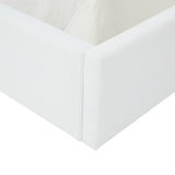 Safavieh Olivianna Low Profile Queen Bed XII23 Ivory Wood / Fabric / Foam SFV4827A-Q-2BX