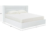 Safavieh Olivianna Low Profile Queen Bed XII23 Ivory Wood / Fabric / Foam SFV4827A-Q-2BX