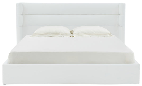 Safavieh Olivianna Low Profile Queen Bed XII23 Ivory Wood / Fabric / Foam SFV4827A-Q-2BX