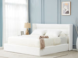 Safavieh Olivianna Low Profile Queen Bed XII23 Ivory Wood / Fabric / Foam SFV4827A-Q-2BX