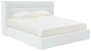 Safavieh Olivianna Low Profile Queen Bed XII23 Ivory Wood / Fabric / Foam SFV4827A-Q-2BX