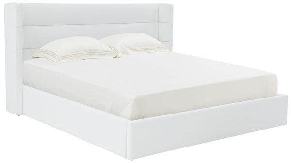 Safavieh Olivianna Low Profile Queen Bed XII23 Ivory Wood / Fabric / Foam SFV4827A-Q-2BX