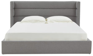 Safavieh Olivianna Low Profile Queen Bed XII23 Light Grey Wood / Fabric / Foam SFV4827B-Q-2BX