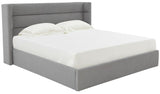 Safavieh Olivianna Low Profile Queen Bed XII23 Light Grey Wood / Fabric / Foam SFV4827B-Q-2BX