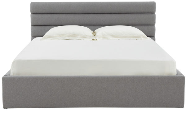 Safavieh Jaybella Low Profile Tufted Queen Bed XII23 Light Grey Wood / Fabric / Foam SFV4828B-Q-2BX