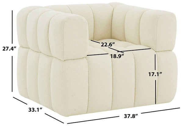 Safavieh Calyna Tufted Boucle Accent Chair Cream 37.8 IN W x 33.1 IN D x 27.4 IN H