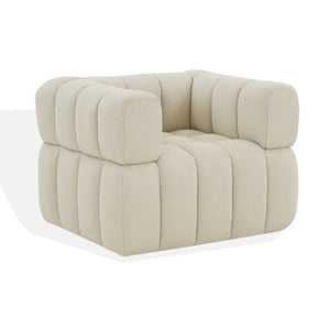 Safavieh Calyna Tufted Boucle Accent Chair Light Grey 37.8 IN W x 33.1 IN D x 27.4 IN H