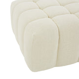 Safavieh Calyna Tufted Boucle Ottoman Cream 35.6 IN W x 30.5 IN D x 17.1 IN H