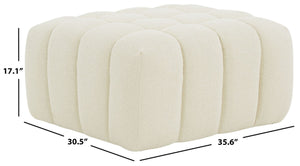 Safavieh Calyna Tufted Boucle Ottoman Cream 35.6 IN W x 30.5 IN D x 17.1 IN H