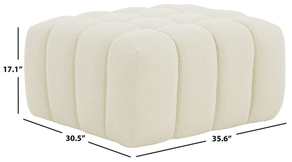 Safavieh Calyna Tufted Boucle Ottoman Cream 35.6 IN W x 30.5 IN D x 17.1 IN H