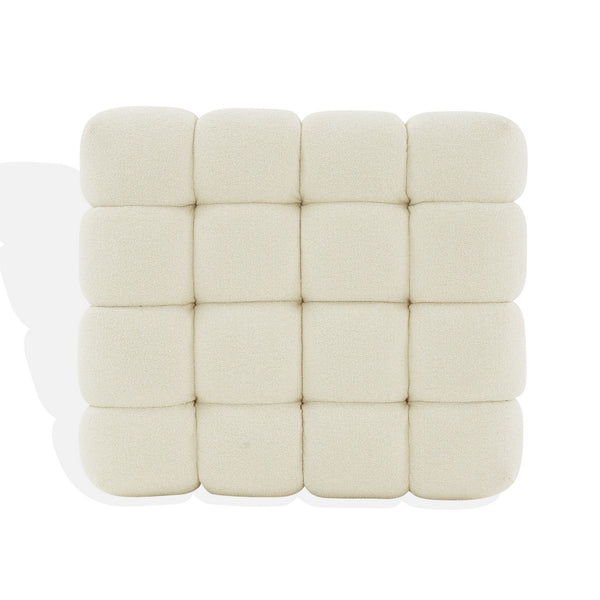 Safavieh Calyna Tufted Boucle Ottoman Cream 35.6 IN W x 30.5 IN D x 17.1 IN H