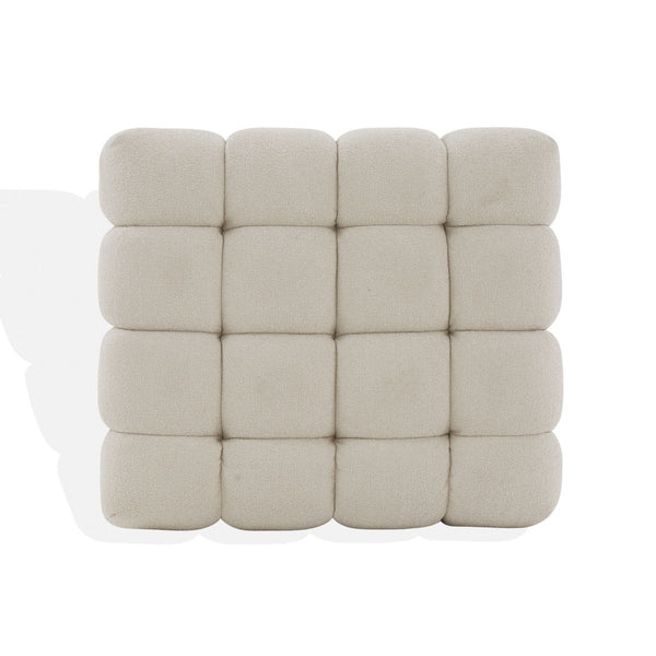 Safavieh Calyna Tufted Boucle Ottoman Light Grey 35.6 IN W x 30.5 IN D x 17.1 IN H