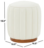 Safavieh Sherrie Round Channel Tufted Ottoman Ivory / Walnut SFV4834A