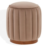 Safavieh Sherrie Round Channel Tufted Ottoman Brown / Walnut SFV4834B