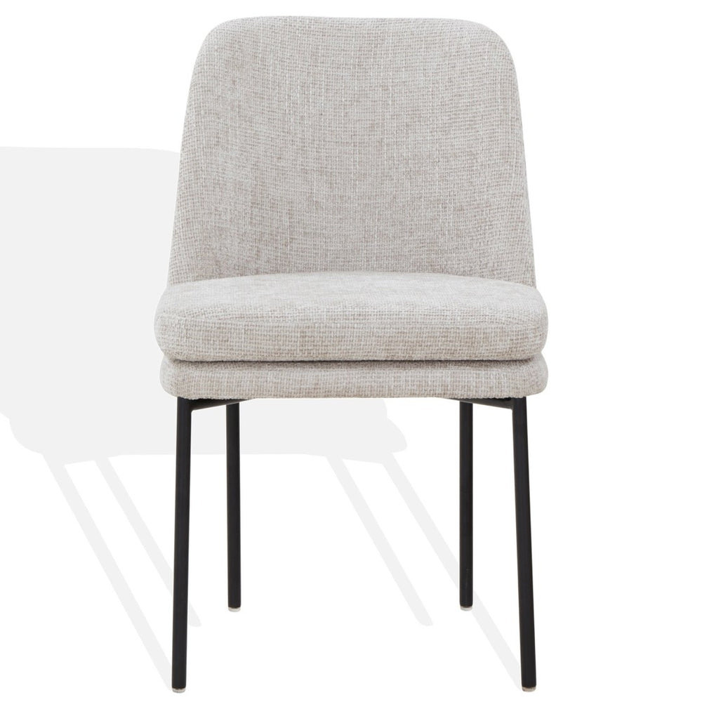 Safavieh TAMARIE Chenille Dining Chair - Light Grey Upholstery with Black Frame for Modern Elegance & Comfort SFV4835A