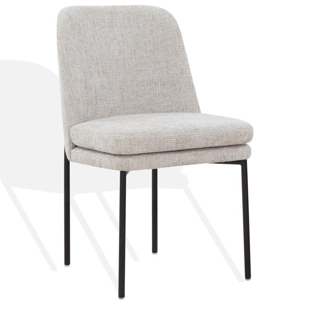 Safavieh TAMARIE Chenille Dining Chair - Light Grey Upholstery with Black Frame for Modern Elegance & Comfort SFV4835A
