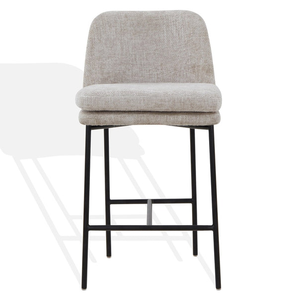 Safavieh TAMARIE Chenille Counter Stool - Light Grey Upholstery & Black Frame for Modern Home Elegance SFV4836A