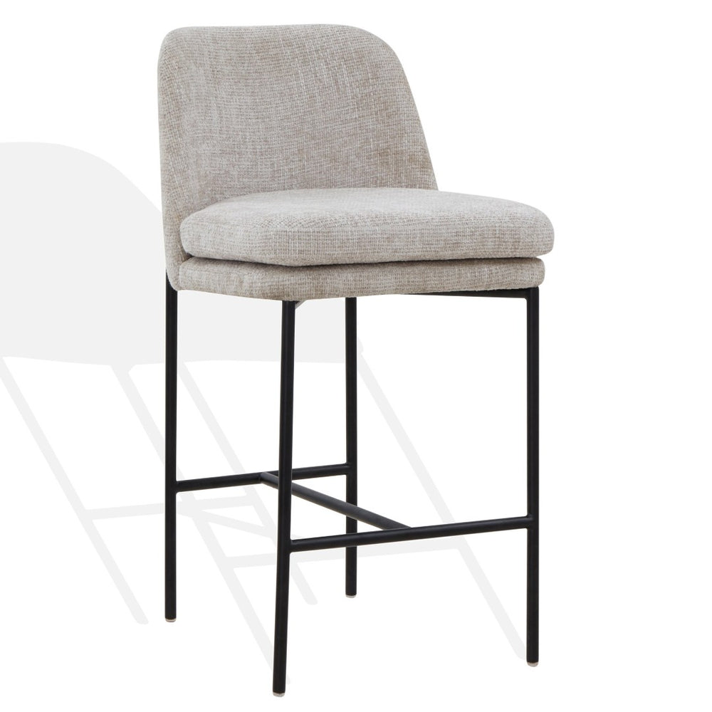 Safavieh TAMARIE Chenille Counter Stool - Light Grey Upholstery & Black Frame for Modern Home Elegance SFV4836A