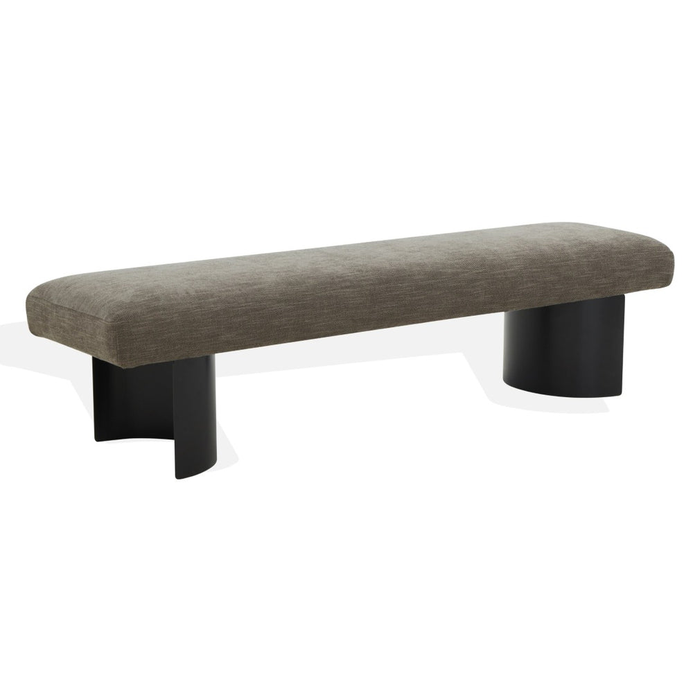 Safavieh RAELEE Rustic Industrial Bench with Plush Upholstered Seat and Sturdy Iron Legs for Any Room Decor Brown / Black SFV4844B