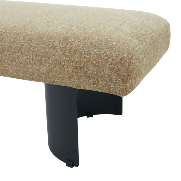 Raelee Bench With Plush Light Upholstery And Powder-Coated Metal Legs—Modern, Sturdy Entryway Seating