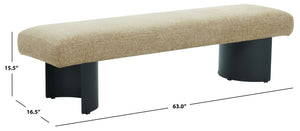 Raelee Bench With Plush Light Upholstery And Powder-Coated Metal Legs—Modern, Sturdy Entryway Seating