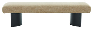 Raelee Bench With Plush Light Upholstery And Powder-Coated Metal Legs—Modern, Sturdy Entryway Seating