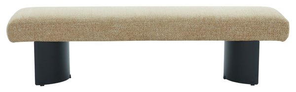 Raelee Bench With Plush Light Upholstery And Powder-Coated Metal Legs—Modern, Sturdy Entryway Seating