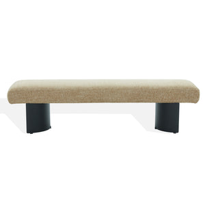Raelee Bench With Plush Light Upholstery And Powder-Coated Metal Legs—Modern, Sturdy Entryway Seating