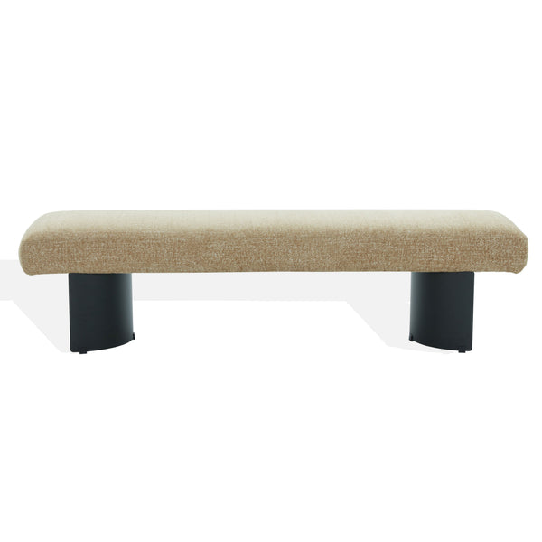 Raelee Bench With Plush Light Upholstery And Powder-Coated Metal Legs—Modern, Sturdy Entryway Seating