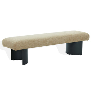 Raelee Bench With Plush Light Upholstery And Powder-Coated Metal Legs—Modern, Sturdy Entryway Seating