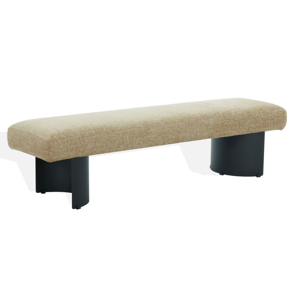 Raelee Bench With Plush Light Upholstery And Powder-Coated Metal Legs—Modern, Sturdy Entryway Seating