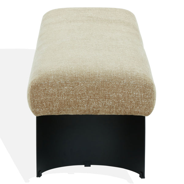 Raelee Bench With Plush Light Upholstery And Powder-Coated Metal Legs—Modern, Sturdy Entryway Seating