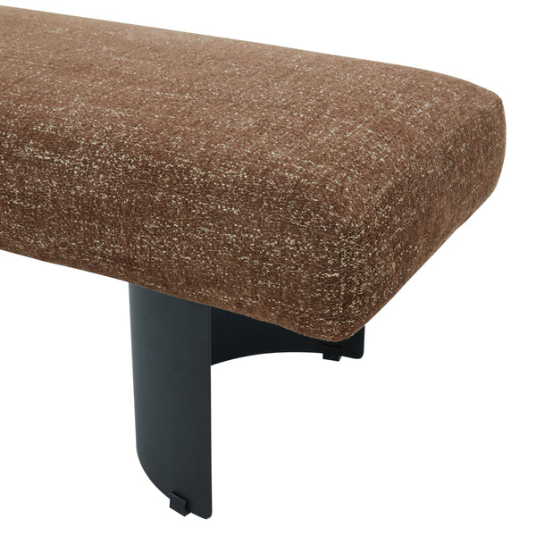 Raelee Bench With Plush Light Upholstery And Powder-Coated Metal Legs—Modern, Sturdy Entryway Seating
