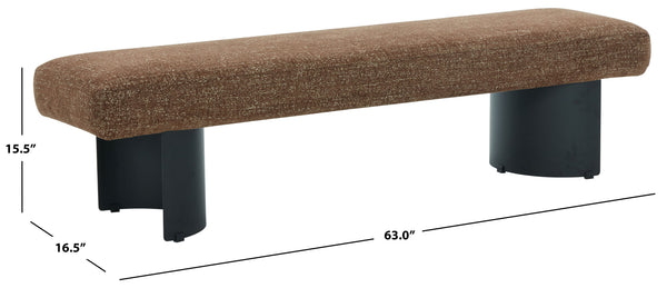 Raelee Bench With Plush Light Upholstery And Powder-Coated Metal Legs—Modern, Sturdy Entryway Seating