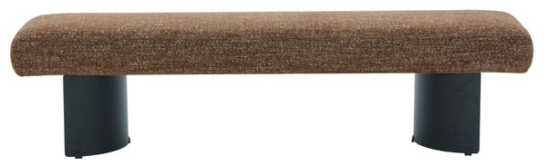 Raelee Bench With Plush Light Upholstery And Powder-Coated Metal Legs—Modern, Sturdy Entryway Seating