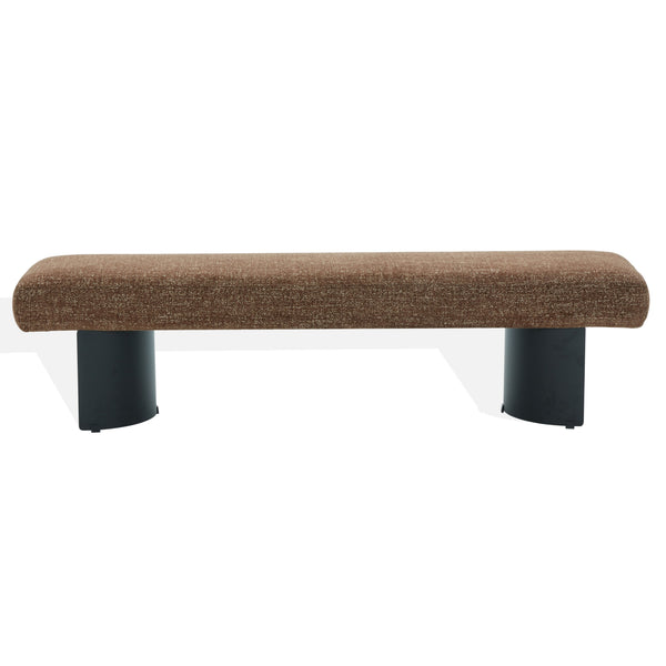 Raelee Bench With Plush Light Upholstery And Powder-Coated Metal Legs—Modern, Sturdy Entryway Seating