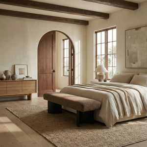 Raelee Bench With Plush Light Upholstery And Powder-Coated Metal Legs—Modern, Sturdy Entryway Seating