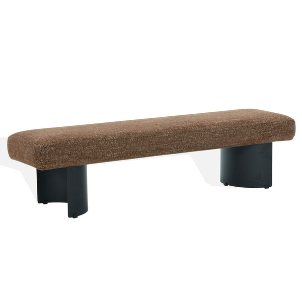 Raelee Bench With Plush Light Upholstery And Powder-Coated Metal Legs—Modern, Sturdy Entryway Seating
