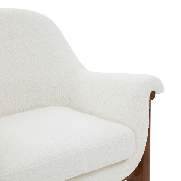 Safavieh Sylvana Boucle Accent Chair Ivory / Walnut SFV4847A