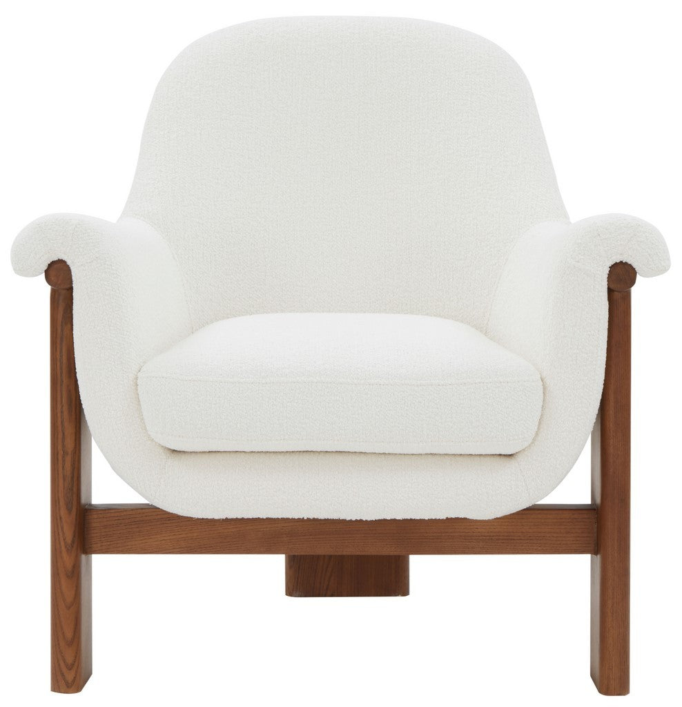 Safavieh Sylvana Boucle Accent Chair Ivory / Walnut SFV4847A