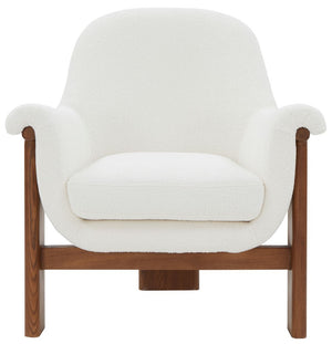 Safavieh Sylvana Boucle Accent Chair Ivory / Walnut SFV4847A