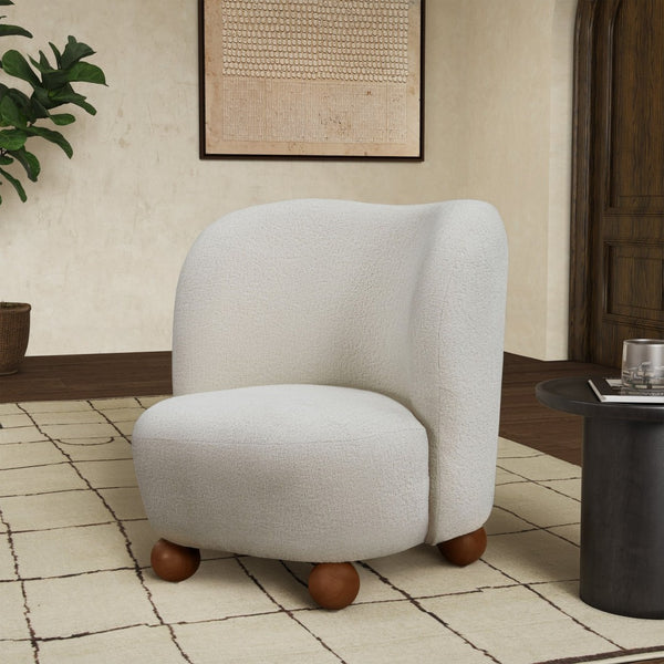 Safavieh RODOLFO Bouclé Accent Chair - Luxurious Comfort with Modern Design for Any Living Space Decor Ivory / Natural SFV4848A