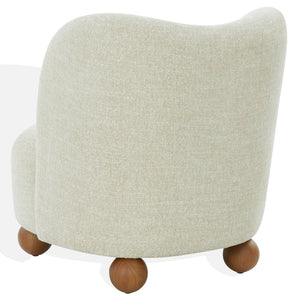 Rodolfo Plush Chenille Accent Chair In Warm Taupe With Solid Wood Frame Mid-Century Modern Flair