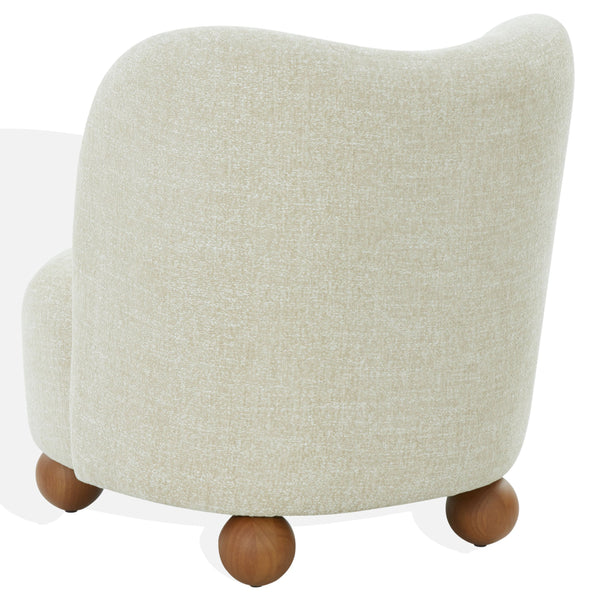 Rodolfo Plush Chenille Accent Chair In Warm Taupe With Solid Wood Frame Mid-Century Modern Flair