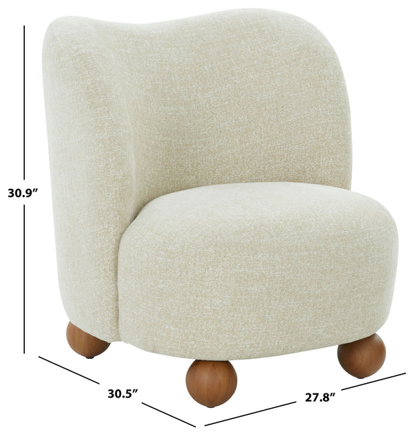 Rodolfo Plush Chenille Accent Chair In Warm Taupe With Solid Wood Frame Mid-Century Modern Flair