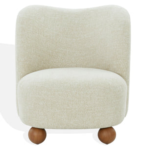 Rodolfo Plush Chenille Accent Chair In Warm Taupe With Solid Wood Frame Mid-Century Modern Flair