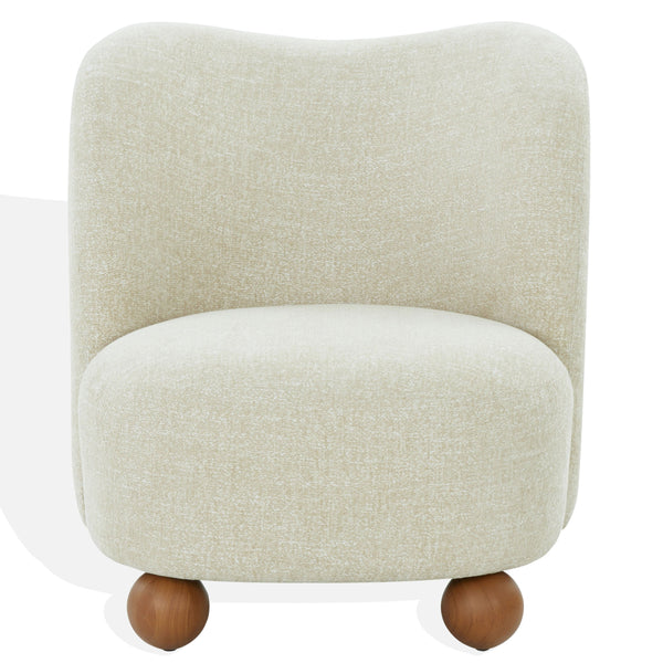 Rodolfo Plush Chenille Accent Chair In Warm Taupe With Solid Wood Frame Mid-Century Modern Flair