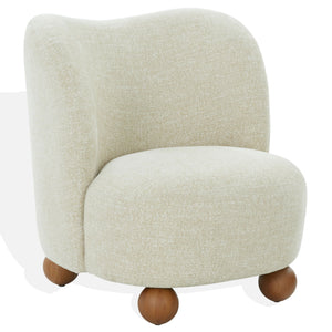 Rodolfo Plush Chenille Accent Chair In Warm Taupe With Solid Wood Frame Mid-Century Modern Flair
