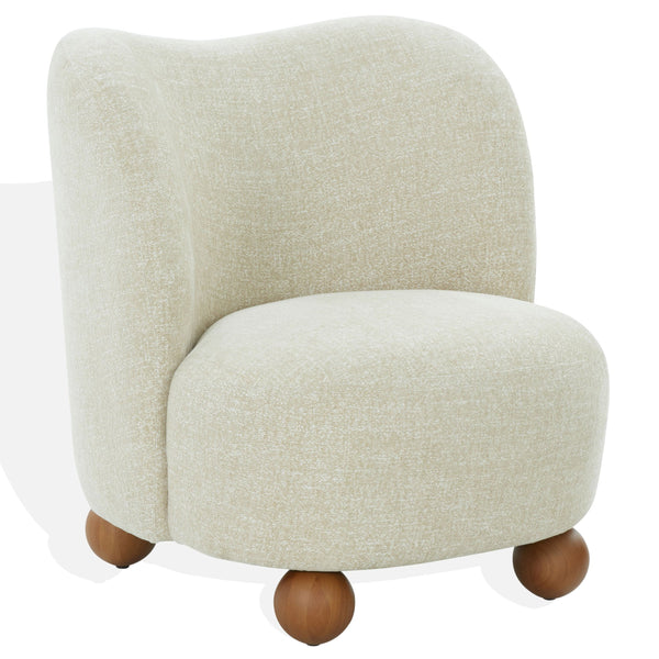 Rodolfo Plush Chenille Accent Chair In Warm Taupe With Solid Wood Frame Mid-Century Modern Flair
